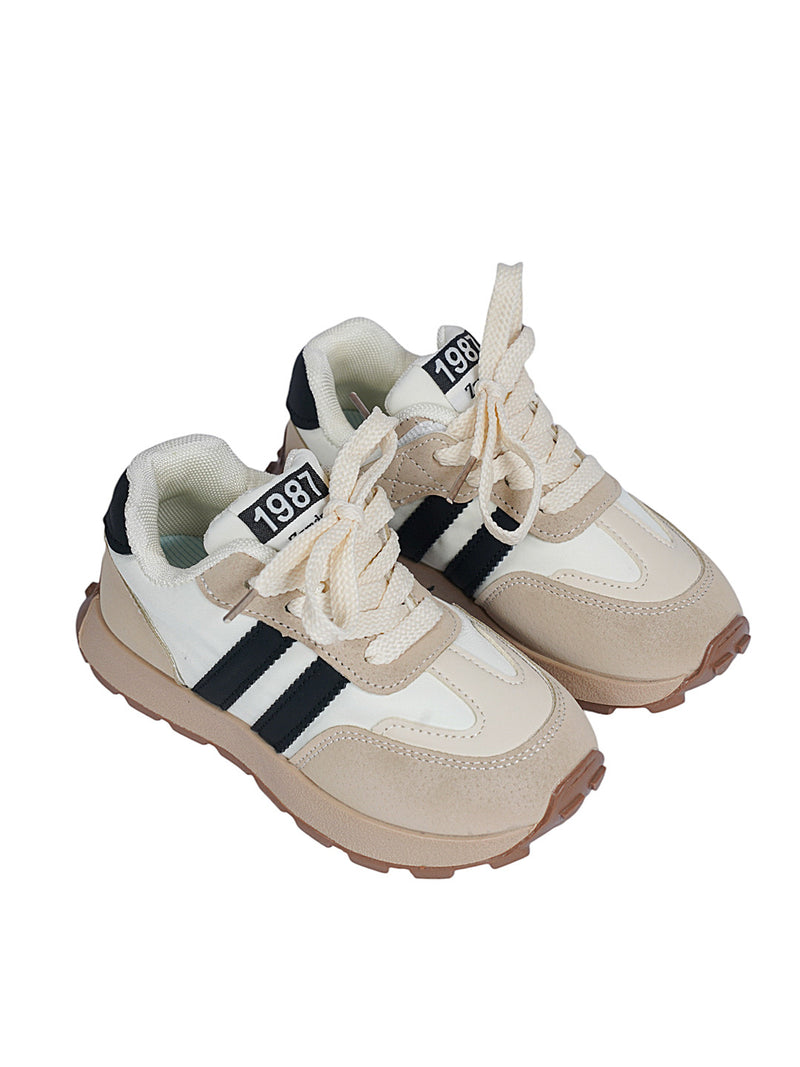 Black Synthetic Leather Lace-Up Sneakers For Kids-Unisex (TC-C228-B-BLK)