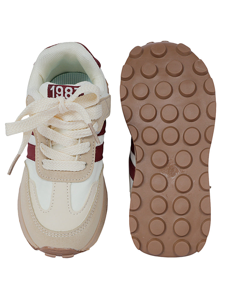 Red Synthetic Leather Lace-Up Sneakers For Kids-Unisex (TC-C228-B-RED)