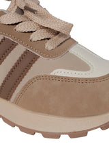 Brown Synthetic Leather Lace-Up Sneakers For Kids-Unisex (TC-C228-BRO)