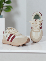 Red Synthetic Leather Lace-Up Sneakers For Kids-Unisex (TC-C228-RED)