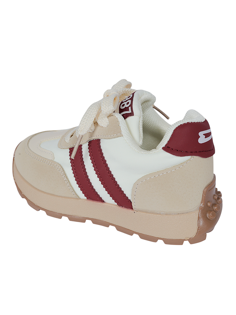 Red Synthetic Leather Lace-Up Sneakers For Kids-Unisex (TC-C228-RED)