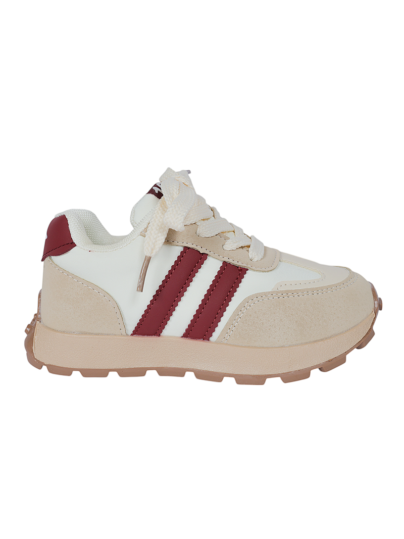 Red Synthetic Leather Lace-Up Sneakers For Kids-Unisex (TC-C228-RED)