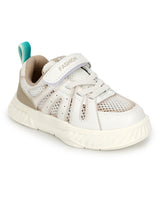 White Beige Mesh Velcro Sneakers For Kids-Unisex (TC-C557-WHTBEIG)