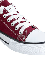 Burgundy Canvas Top Design And Durable Sole Lace Up Sneakers (TC-CAN1-BUR)