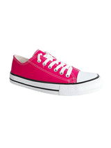 Fuchsia Pink Canvas Top Design And Durable Sole Lace Up Sneakers (TC-CAN1-FUCH)