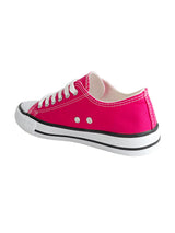 Fuchsia Pink Canvas Top Design And Durable Sole Lace Up Sneakers (TC-CAN1-FUCH)