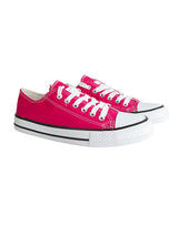 Fuchsia Pink Canvas Top Design And Durable Sole Lace Up Sneakers (TC-CAN1-FUCH)