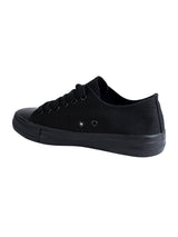 Black Canvas Top Design And Durable Sole Lace Up Sneakers (TC-CAN1-TOTBLK)