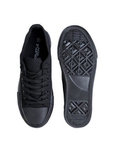 Black Canvas Top Design And Durable Sole Lace Up Sneakers (TC-CAN1-TOTBLK)