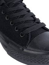Black Canvas Top Design And Durable Sole Lace Up Sneakers (TC-CAN1-TOTBLK)