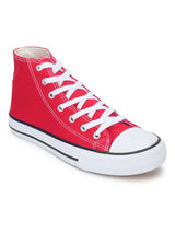 Red Canvas High Ankle Stylish Lace-Up Sneakers (TC-CAN2-RED)