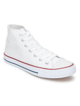 White Canvas High Ankle Stylish Lace-Up Sneakers (TC-CAN2-WHT)