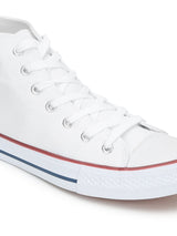 White Canvas High Ankle Stylish Lace-Up Sneakers (TC-CAN2-WHT)