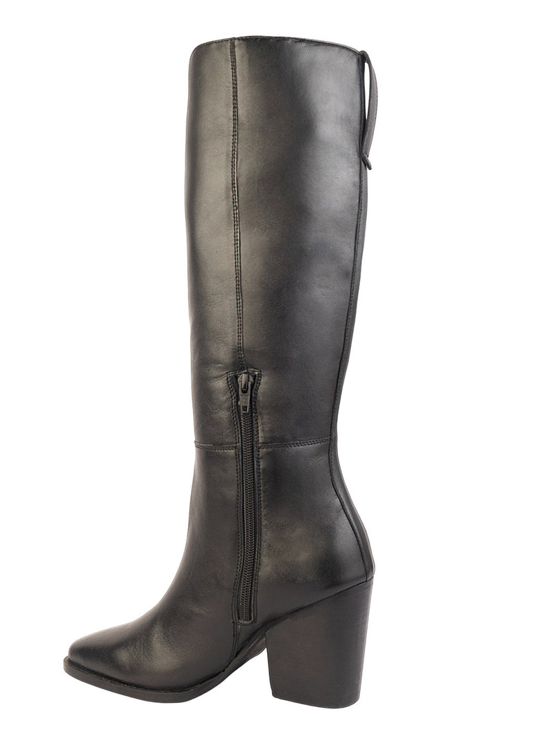 Black Leather Winter High-End Stylish Long Boots (TC-CARVELLA-BLK)