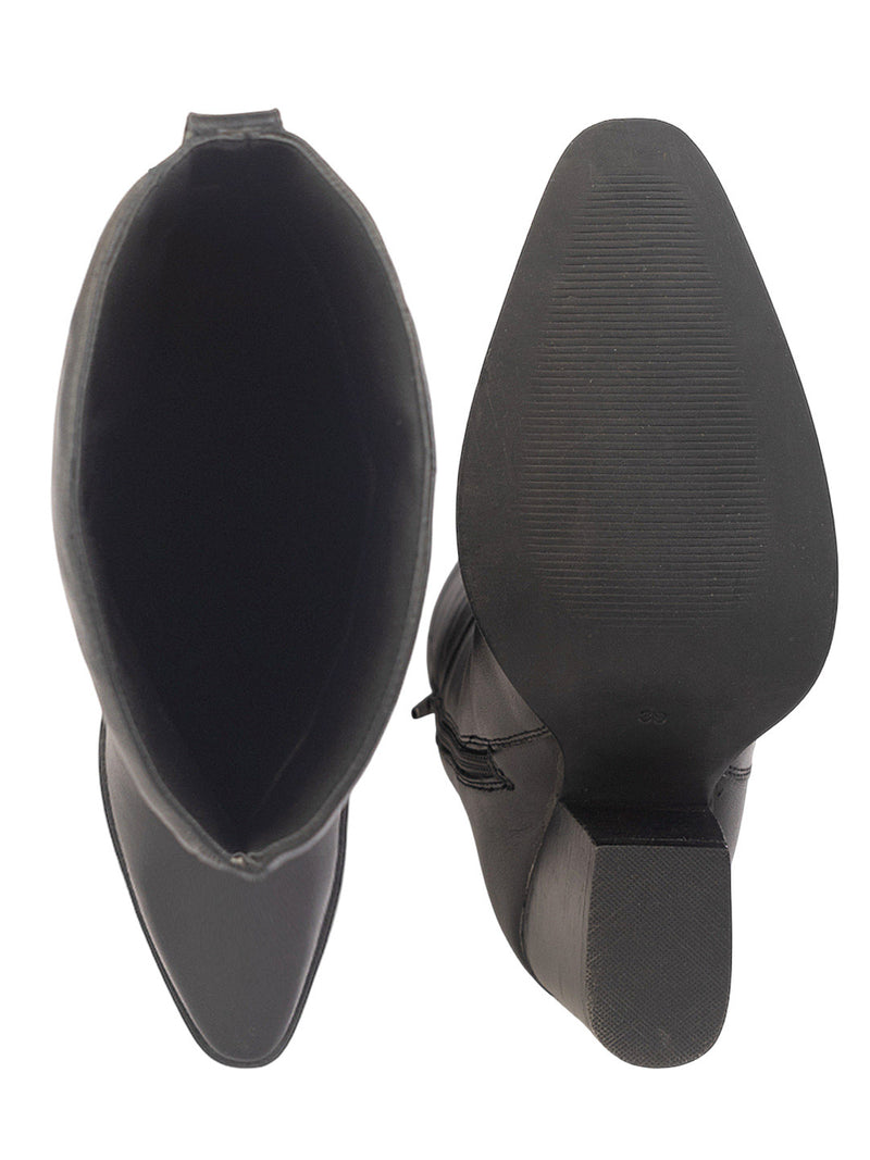 Black Leather Winter High-End Stylish Long Boots (TC-CARVELLA-BLK)