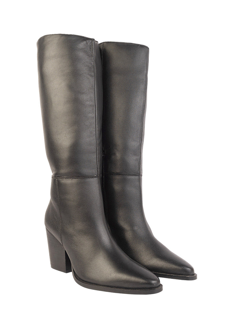 Black Leather Winter High-End Stylish Long Boots (TC-CARVELLA-BLK)