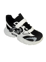 Black Mesh Top Design And Durable Sole Velcro Sneakers For Kids-Unisex (TC-F33-2-BLK)
