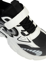 Black Mesh Top Design And Durable Sole Velcro Sneakers For Kids-Unisex (TC-F33-2-BLK)
