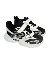 Black Mesh Top Design And Durable Sole Velcro Sneakers For Kids-Unisex (TC-F33-2-BLK)