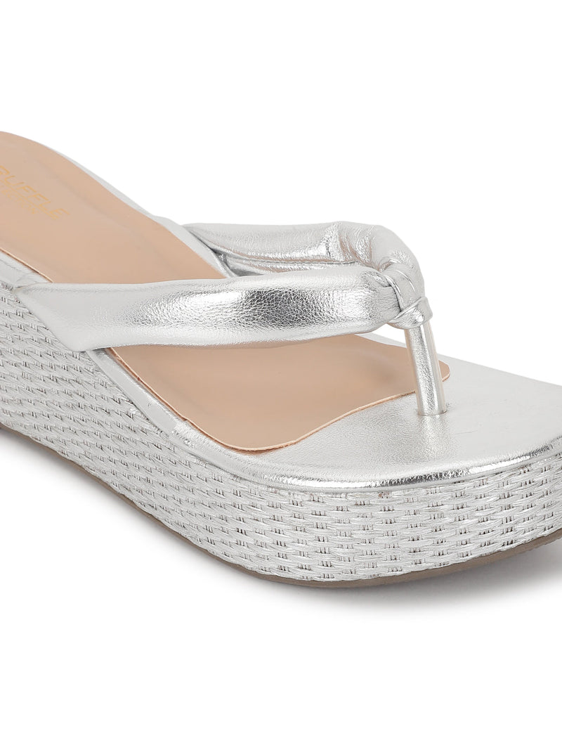 Silver PU Slip-On Wedges (TC-G08407-SIL)