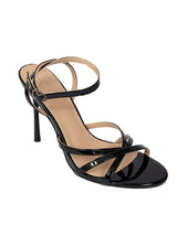 Black Patent Leather Stylish Open Toe Buckle Ankle Strap Stiletto Heel Sandals (TC-H091-BLK)