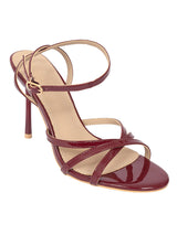 Burgundy Patent Leather Stylish Open Toe Buckle Ankle Strap Stiletto Heel Sandals (TC-H091-BUR)