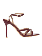 Burgundy Patent Leather Stylish Open Toe Buckle Ankle Strap Stiletto Heel Sandals (TC-H091-BUR)