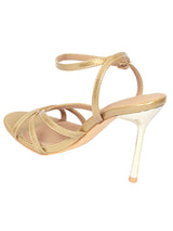 Gold Patent Leather Stylish Open Toe Buckle Ankle Strap Stiletto Heel Sandals (TC-H091-GLD)