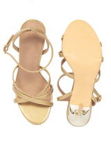 Gold Patent Leather Stylish Open Toe Buckle Ankle Strap Stiletto Heel Sandals (TC-H091-GLD)