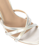Silver Patent Leather Stylish Open Toe Buckle Ankle Strap Stiletto Heel Sandals (TC-H091-SIL)