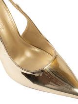 Gold Patent Leather Pointed Toe Stiletto Pumps (TC-H1223-GLD)