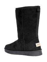 Black Suede High Ankle Flat Sole Winter Boots (TC-H3683-BLK)