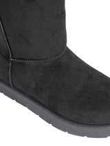 Black Suede High Ankle Flat Sole Winter Boots (TC-H3683-BLK)