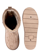 Khaki Suede High Ankle Flat Sole Winter Boots (TC-H3683-KHA)