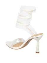 White Synthetic Leather Stylish Touchy Wrap Around Spiral Strap Stiletto Heel Sandals (TC-H4906-WHT)