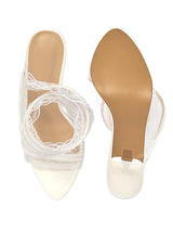 White Synthetic Leather Stylish Touchy Wrap Around Spiral Strap Stiletto Heel Sandals (TC-H4906-WHT)