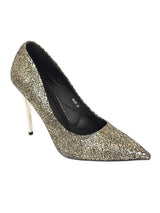 Gold Synthetic Leather Stylish Pointed Toe Stiletto Pumps (TC-H6481-GLD)
