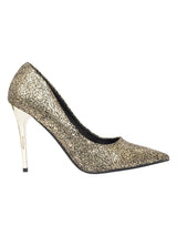 Gold Synthetic Leather Stylish Pointed Toe Stiletto Pumps (TC-H6481-GLD)