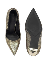 Gold Synthetic Leather Stylish Pointed Toe Stiletto Pumps (TC-H6481-GLD)
