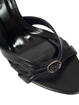 Black Synthetic Leather Stylish Open Toe Buckle Ankle Strap Stiletto Heel Sandals (TC-H6645-BLK)