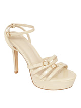 Cream Synthetic Leather Stylish Open Toe Buckle Ankle Strap Stiletto Heel Sandals (TC-H6646-CRM)