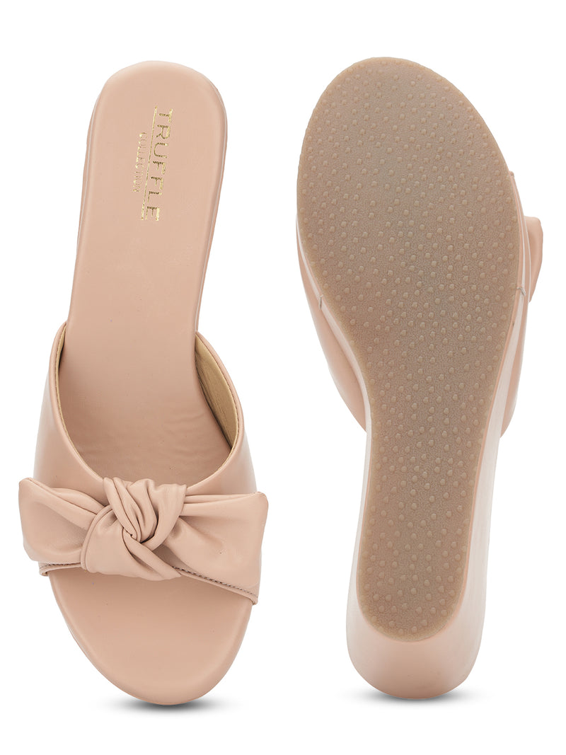 Nude PU Stylish Slip-On Wedges (TC-L05-NUD)