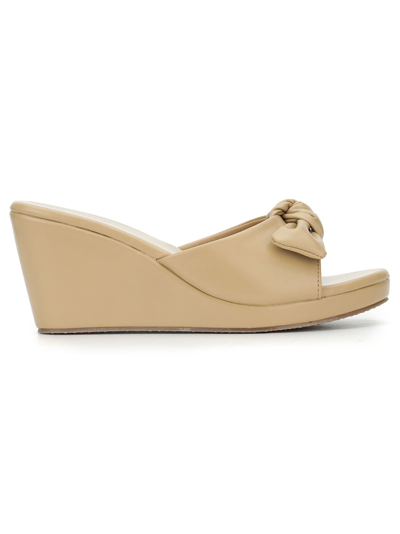 Taupe PU Stylish Slip-On Wedges (TC-L05-TAUP)