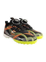 Black Orange Synthetic Leather Rotating Button Closure Football Sneakers For Kids-Unisex (TC-L9717-BLKORA)