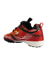 Red Synthetic Leather Rotating Button Closure Football Sneakers For Kids-Unisex (TC-L9717-RED)