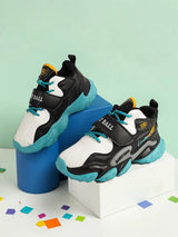 Black Green Synthetic Leather Lace-Up Closure Basketball Sneakers For Kids-Unisex (TC-L9813-BLKGRN)