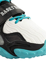 Black Green Synthetic Leather Lace-Up Closure Basketball Sneakers For Kids-Unisex (TC-L9813-BLKGRN)