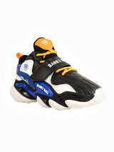 Black White Synthetic Leather Lace-Up Closure Basketball Sneakers For Kids-Unisex (TC-L9813-BLKWHT)