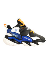Black White Synthetic Leather Lace-Up Closure Basketball Sneakers For Kids-Unisex (TC-L9813-BLKWHT)