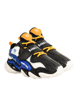 Black White Synthetic Leather Lace-Up Closure Basketball Sneakers For Kids-Unisex (TC-L9813-BLKWHT)